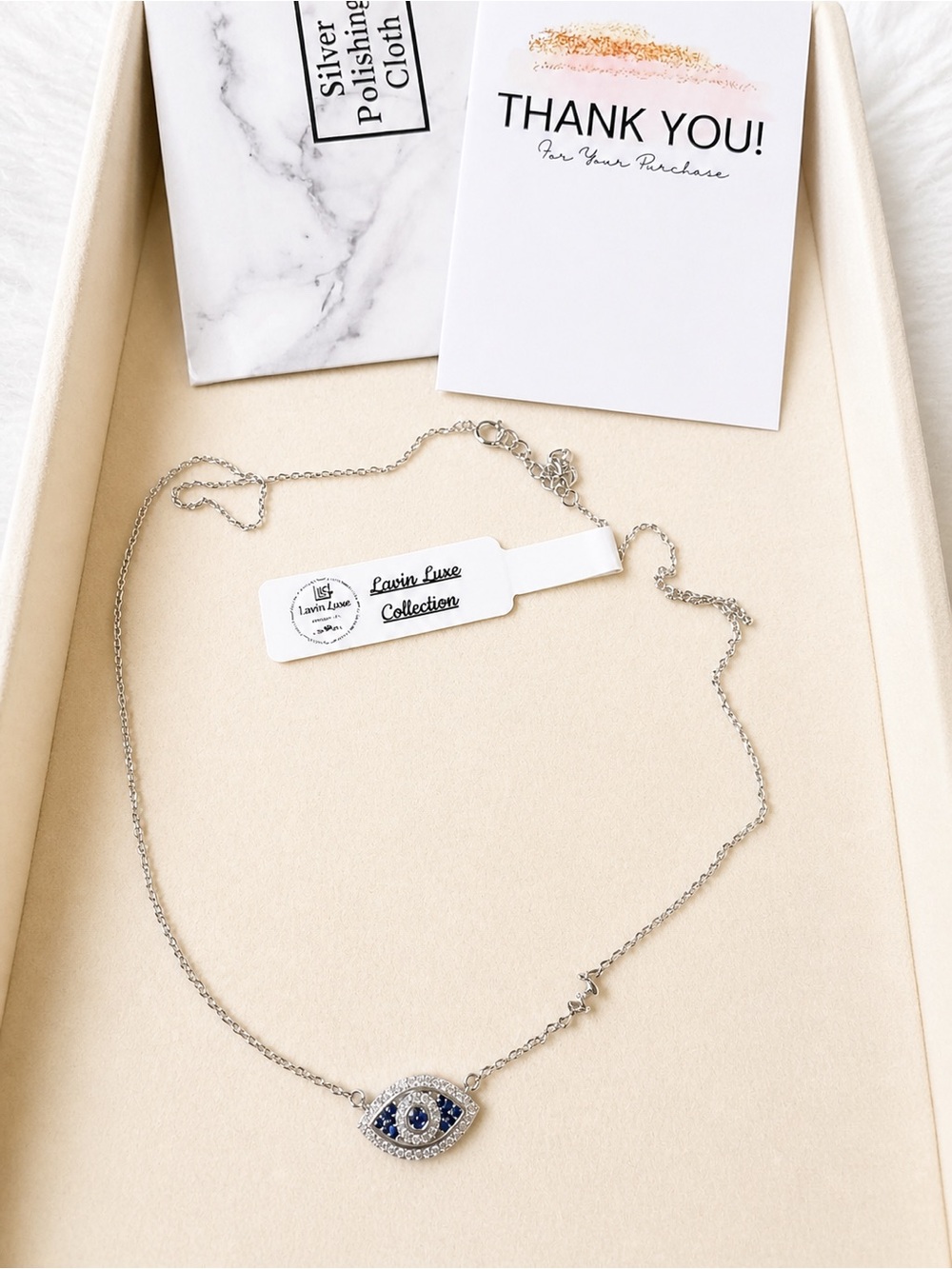 Blue Evil Eye Necklace - Silver 925